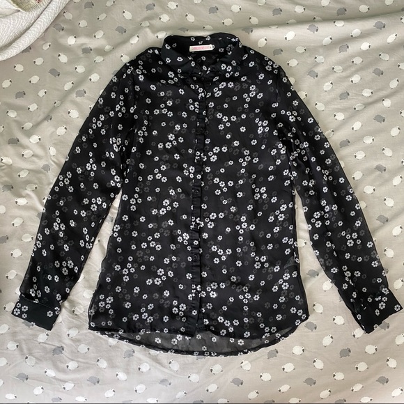 Sheer floral button-down - Picture 3 of 4